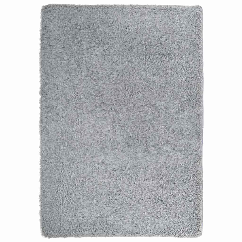 Hothingwell Tappeto Shaggy a pelo lungo grigio chiaro 160 x 230 cm, tappeto per camera da letto morbido in poliestere resistente, antiscivolo e facile da pulire per soggiorno, ufficio, balcone