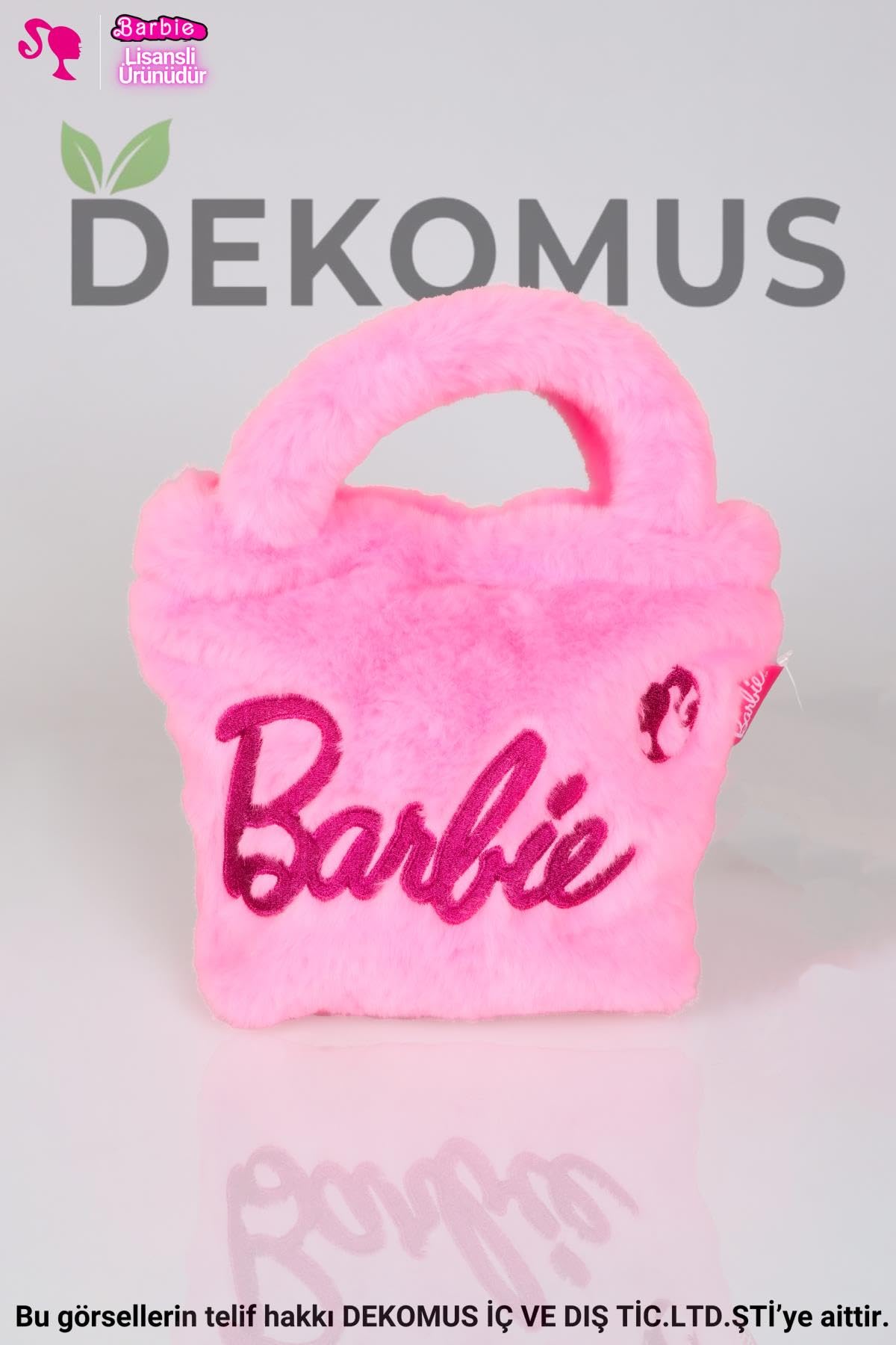 Barbie Lisanslı Peluş El Çantası, Kalem Kutusu, Pembe, İki Bölmeli