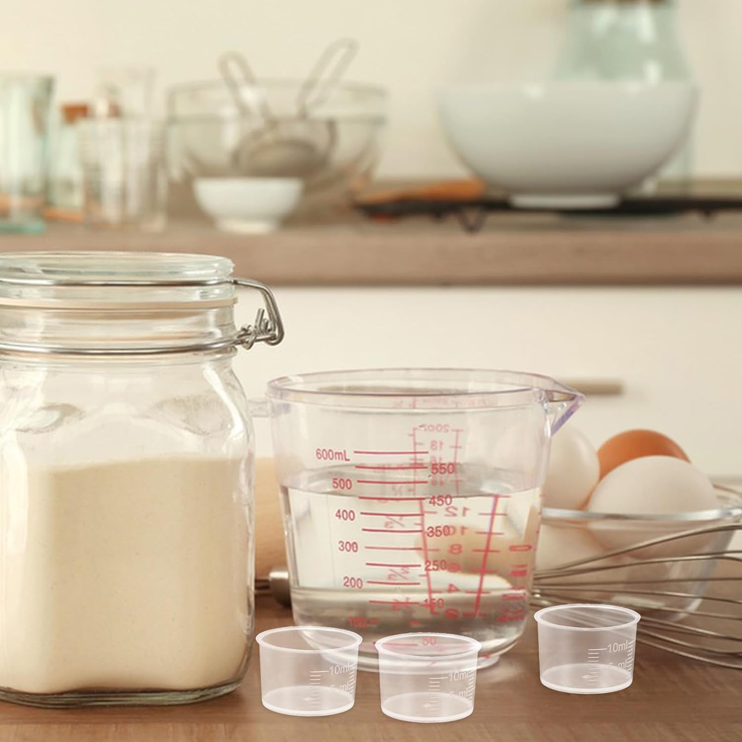 200pcs Plastic Measuring Cups 10ml Small Kitchen Graduated Cups with Scale Heat-resistant Household Measuring Tools for Baking and Cooking