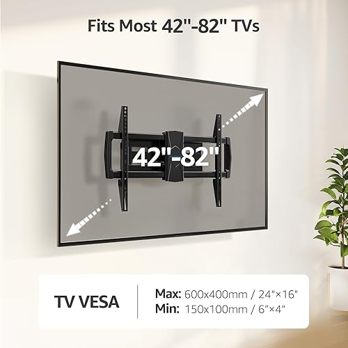 Miniatura 6 de MOUNTUP Soporte de pared para TV de movimiento completo para la mayoría de televisores de 42 a 82 pulgadas, soporte de pared con giro articulado y