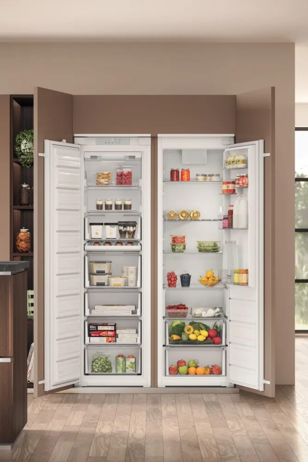 Hotpoint - HASD18A031A1 Réfrigérateur Encastrable 306L - Éclairage LED et Technologie Low Frost, Porte-bouteilles - H 177 x L 54 x P 54.5 cm - Classe Énergétique E - Acier