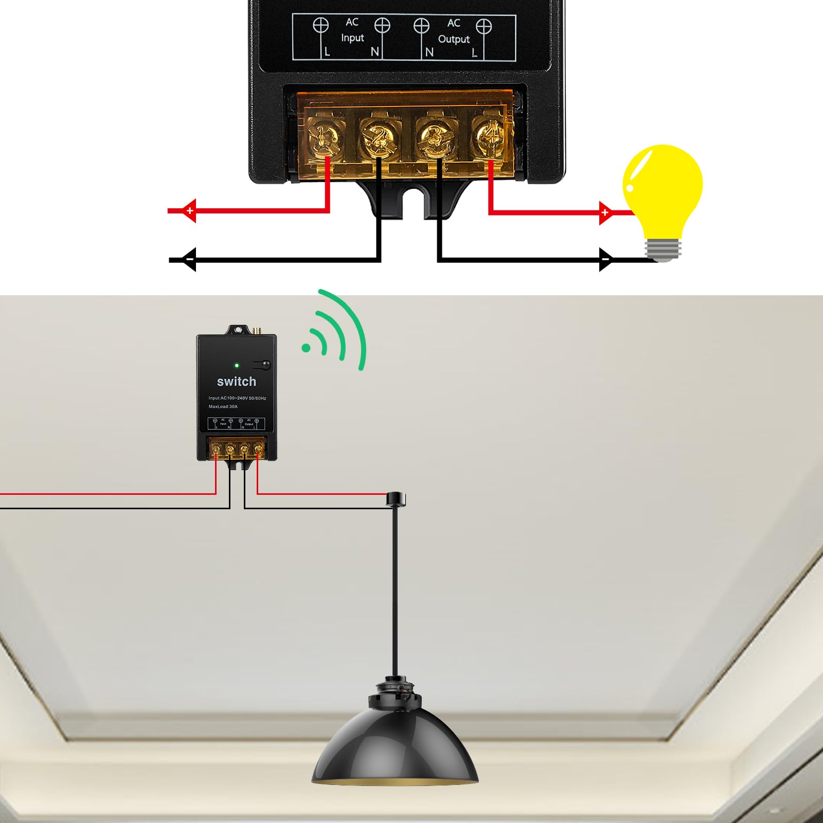 Interruptor Con Mando a Distancia 220V Interruptor Inalambrico Rele 220V remoto AC rele de control para bomba de agua motor sistema de seguridad distancia máxima 1500m con 2 mandos a distancia.