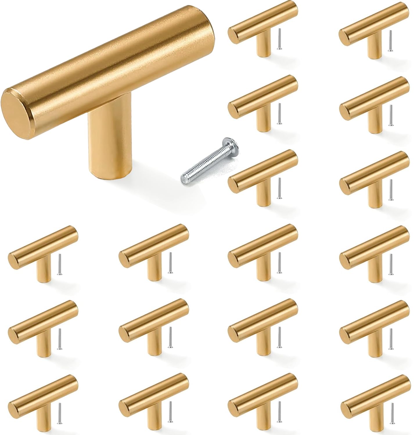 THSIREE 30PCS Cabinet Knobs, Cabinet Pulls Drawer Knobs, Single Hole Cabinet Hardware with Screws, for Kitchen Bedroom Furniture, Gold