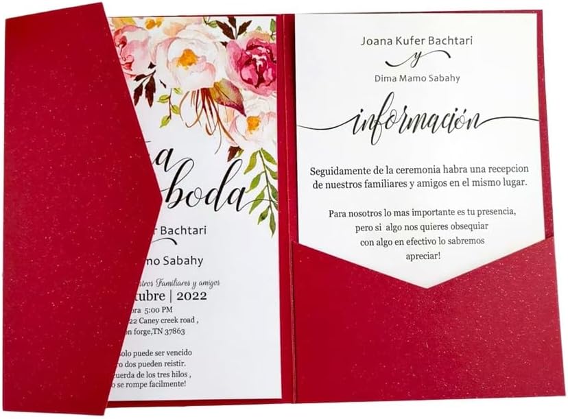 MillaSaw 25PCS White Invitation Pocket Envelope for Wedding, Birthday,Graduation, Holiday Celebration Shimmer Invitation Jacket (white pearl)