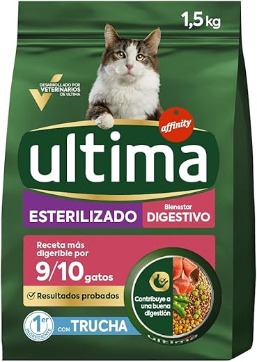 Ultima – Pienso para gatos adultos esterilizados Ultima Sensible trucha 1,5 kg.