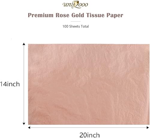 Miniatura 4 de UNIQOOO 100 hojas de papel de regalo de seda de color oro rosa metálico de 20 x 14 pulgadas, ideal para bolsa de regalo, accesorio de envoltura de