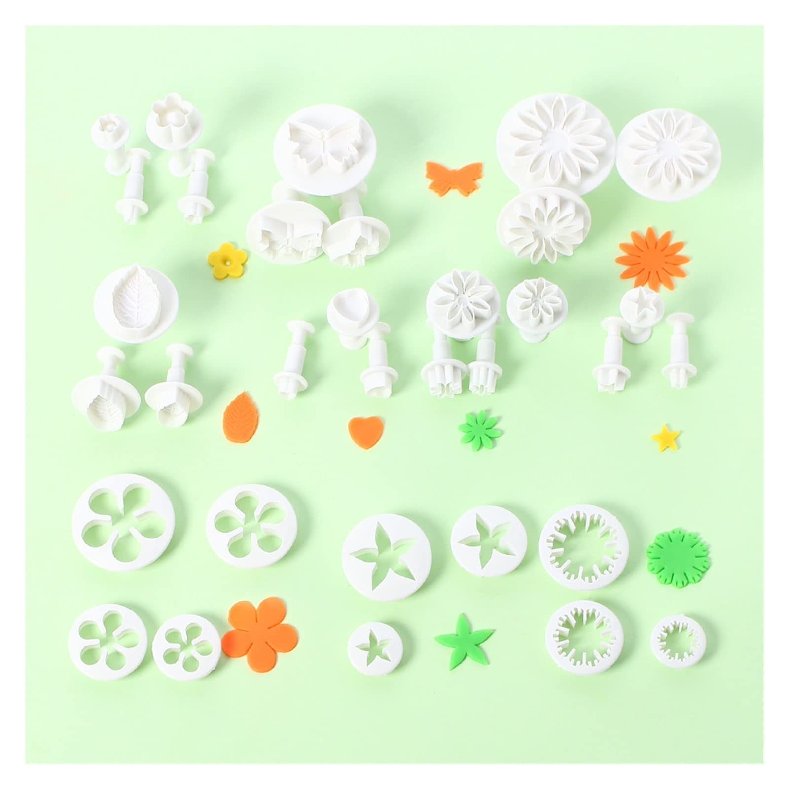 33 Stück Polymer Clay Fondant Kuchen Plätzchen Ausstecher Blatt Schmetterling Herz Blumenform Dekorieren Prägeform Heimwerkerwerkzeuge (Color : Butterfly 3pcs Set)