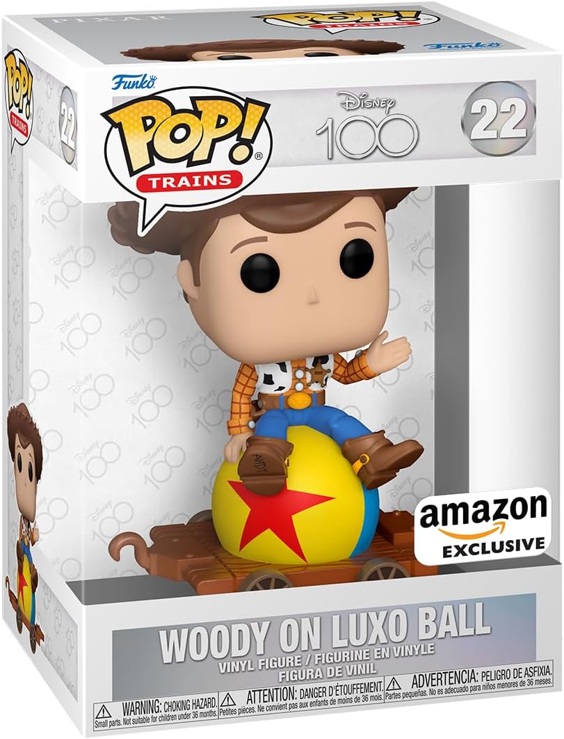 Funko POP! Trains: Disney 100 - Woody on Luxo Ball - Disney Pixar: Toy Story - Collectable Vinyl Figure - Gift Idea - Official Merchandise - for Kids & Adults - Movies Fans
