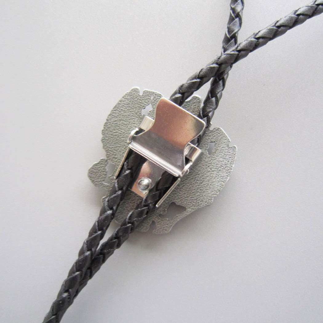 Bolo Tie for Men,Cowboy Necklace,Antique Silver Russia Eagle Enamel Bolo Tie