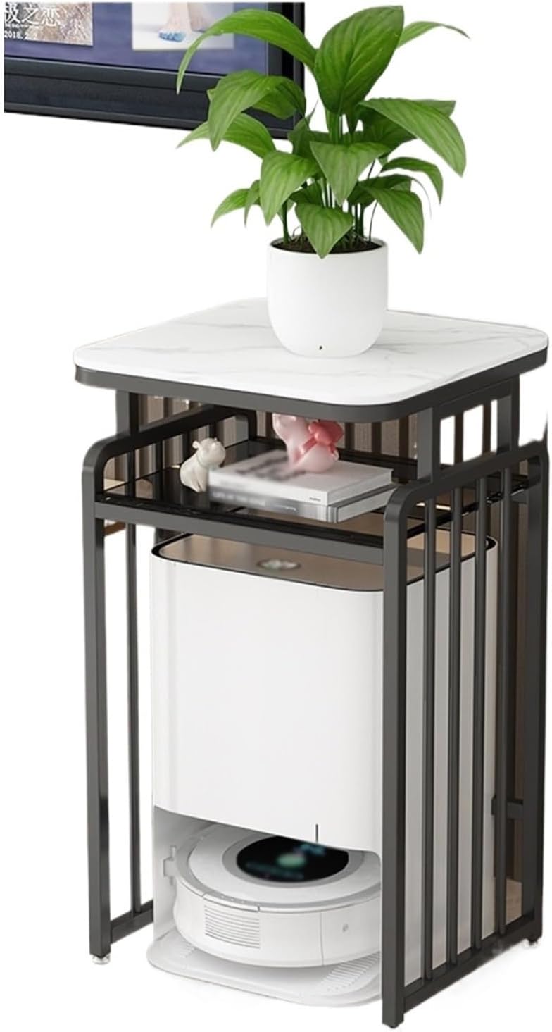 Sweeper Robot Storage Cabinet Living Room Sweeper Robot Shelf Organizer Drinking Fountain Shelf Fish Tank Cabinet Coffee Table Shelf Multifunctional Sweeper Organizer(Black,50x40x85cm)