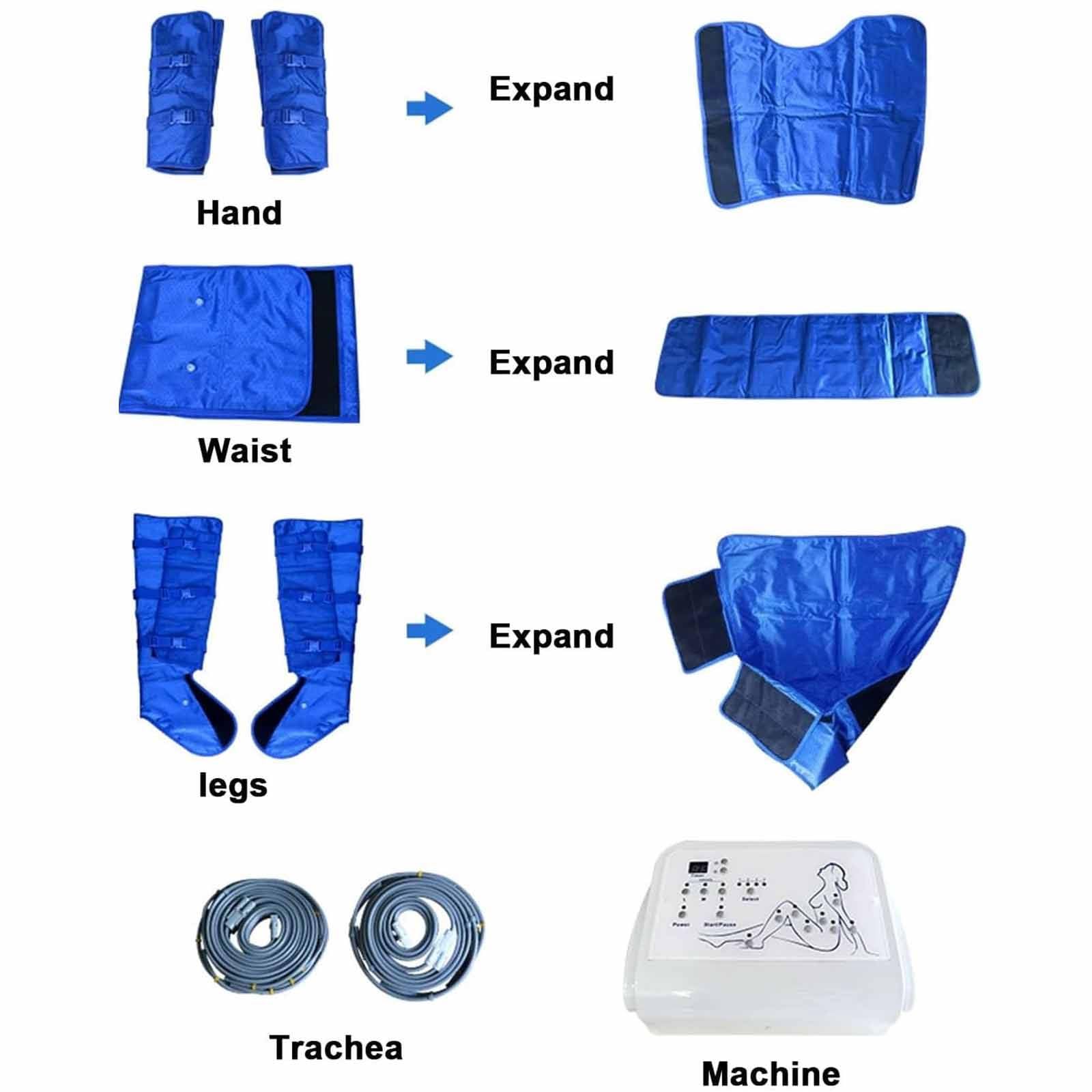 Pressoterapia Linfodrenaggio Total Body per Casa Massaggiatore Elettrico Compressione Massaggiatore Anticellulite Macchinario Macchina Linfodrenaggio Tuta Drenaggio Linfatico,Blue