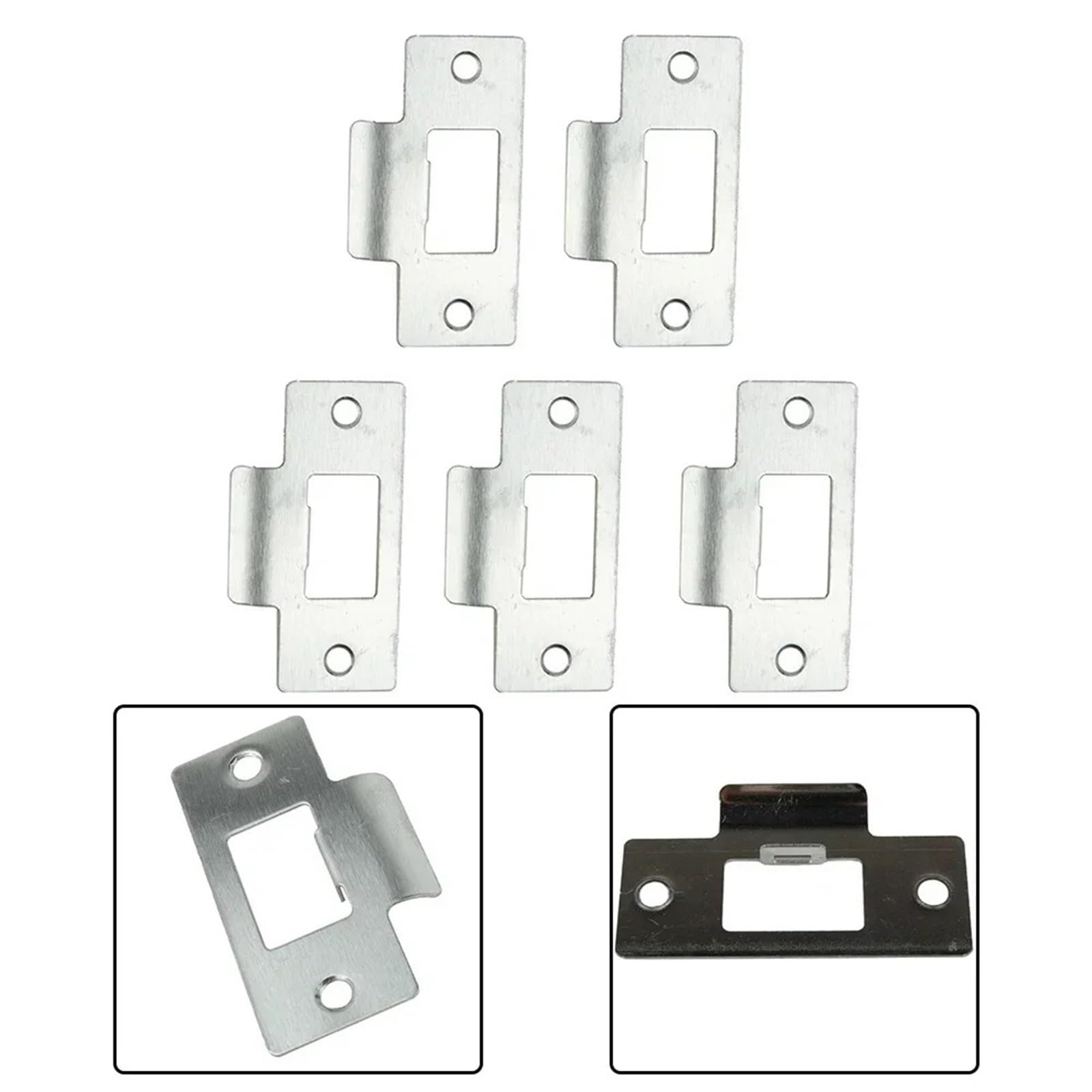 Loquet tubulaire Standard de protection porte, plaque gâche remplacement nickelée, accessoires verrouillage salle bains 10 pièces Pour Les Portes En Bois,Les Portes Intérieures