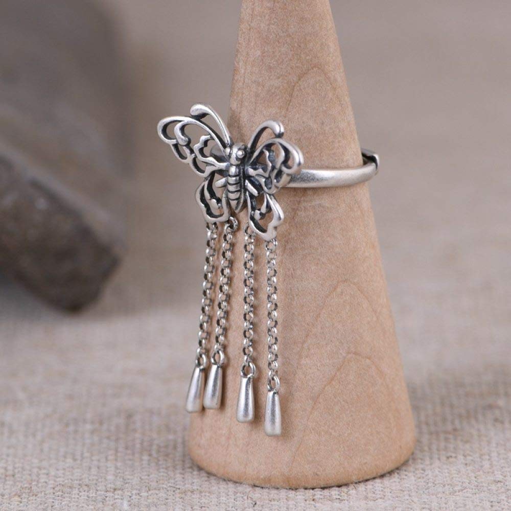 Sterling Silber Ring, 925 Sterling Silber Ringe Retro Einfacher Schmetterling Offene Verstellbare Ringe Schmuck Geschenke Für Jungen Mädchen Männer Frauen