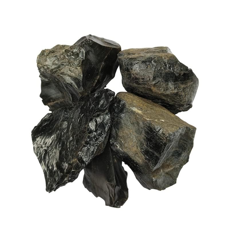 Image of Brown Obsidian Crystal Raw for Meditation & Reiki (200 Gm) | Natural Gemstone for Protection & Grounding | Decorative Crystal Showpieces for Vastu Home Decor & Office Desk Decoration (2-4 Pcs)