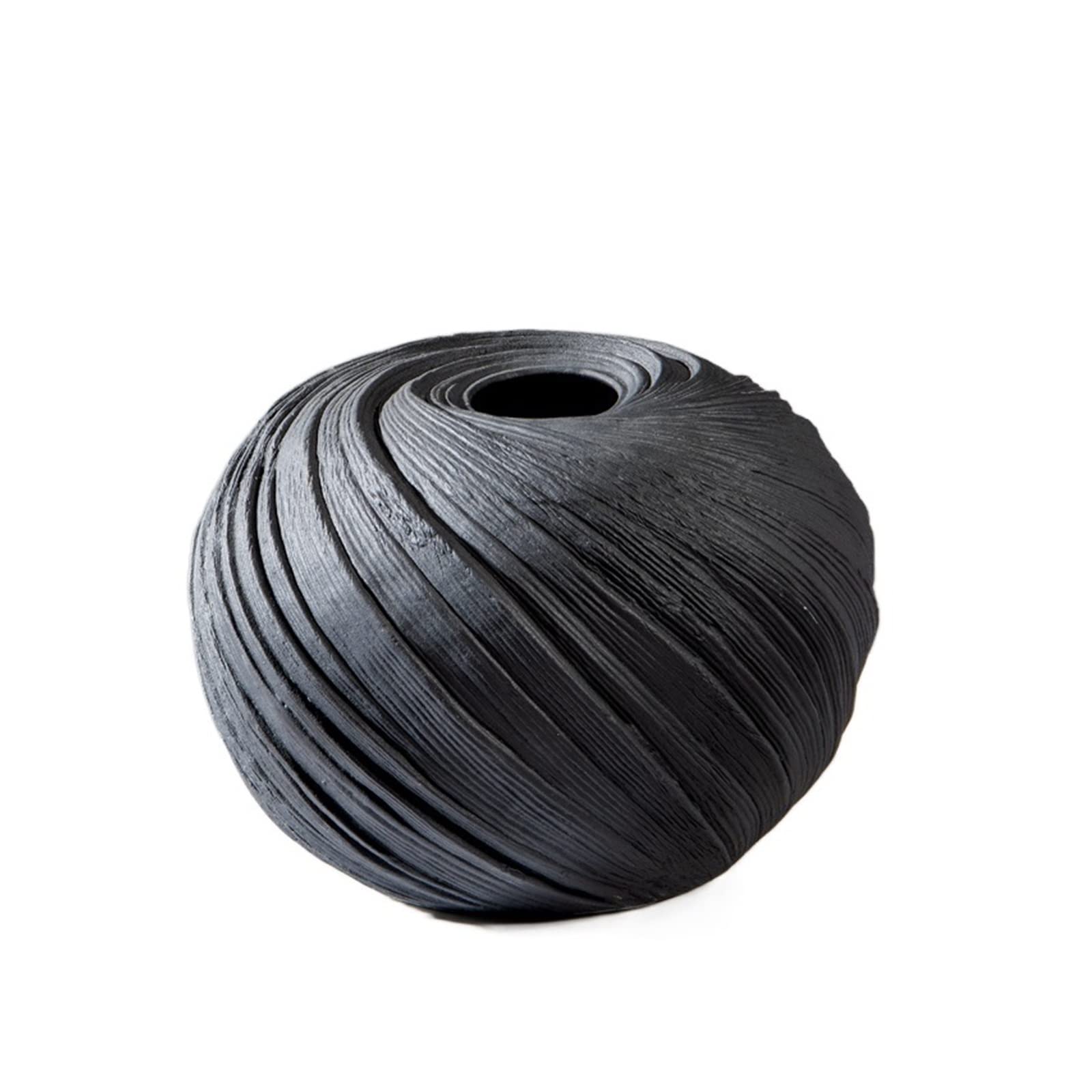Bzgpmfud Noir Vase Desktop Flower Black And White Round Threaded Ceramic Decorative Ornaments Living Room Dining Table Tv Cabinet(Noir)