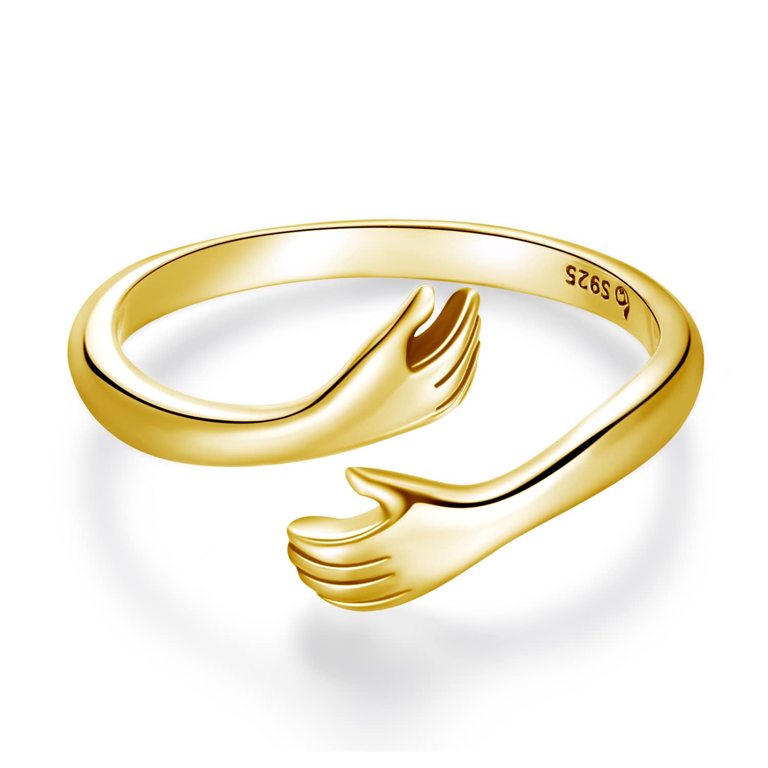 ShiYu Anillos para niñas Plata 925 Chapado en oro amarillo Anillo de abrazo Regalo de cumpleaños