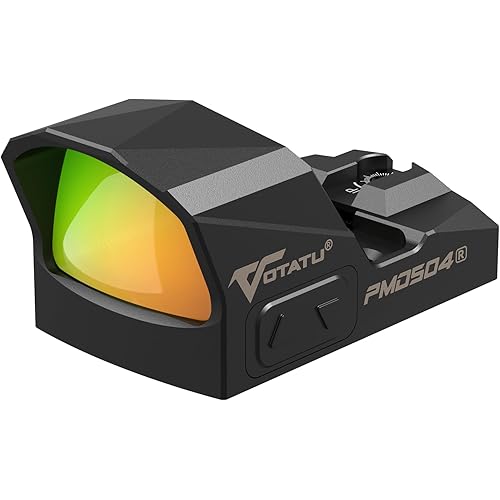VOTATU PMD504-R Multiple Reticle Red Dot Sight Compatible with RMR Footprint and Picatinny Mount - Shake Awake 1x24mm Micro Reflex Sight 2 MOA Dot 62 MOA Circle Optic