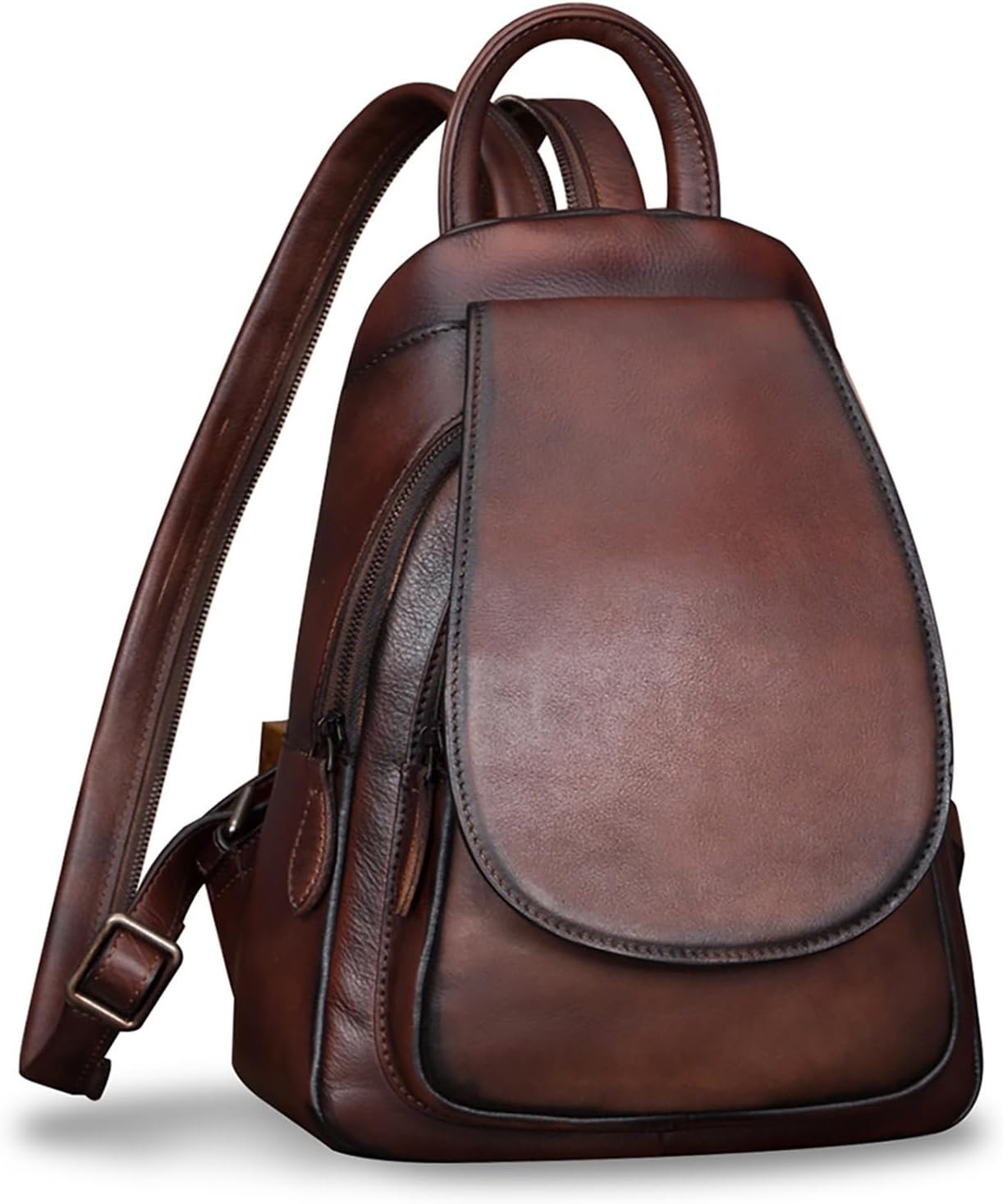 IVTG Genuine Leather Backpack for Women Shoulder Bag Fashion Designer Back Bag Classical Rucksack Casual Daypack (Brown)