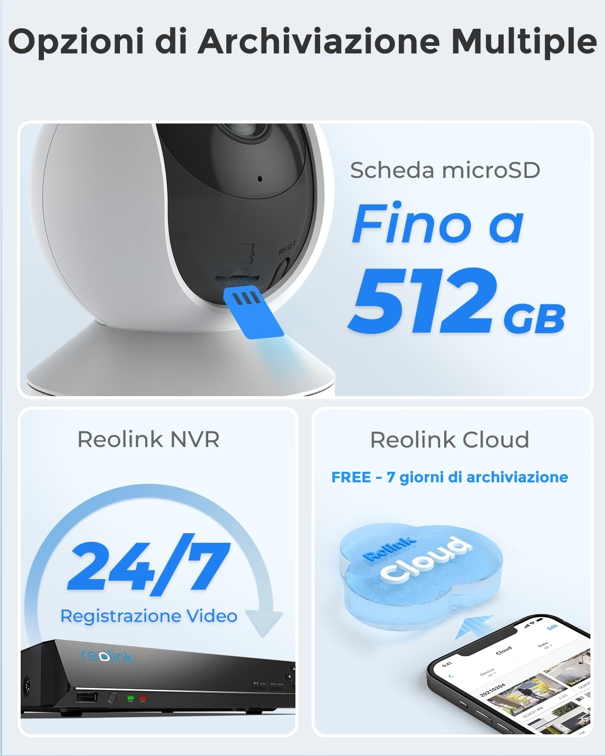 Reolink Telecamera WiFi Interno 3MP Pan/Tilt E1 Ricondizionato, Sorveglianza 2.4GHz Audio 2 Vie Visione Notturna Rilevazione Movimento