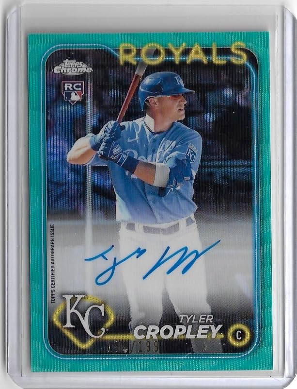 Tyler Cropley Autographed &Serial Numbered #199/199 Aqua Ray Wave Refractor Parallel Chrome Auto Collectible Baseball Card - 2024 Topps Chrome Baseball Card #RA-TC (Royals)