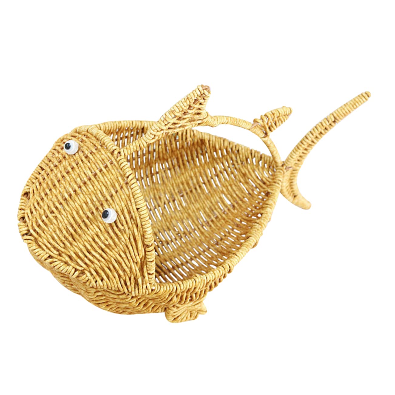 VICASKY Cesto Intrecciato in Plastica Porta Frutta Motivo a Pesce, Base Piatta e Stabile, Contenitore Decorativo per Snack e Verdura, Adatto per Cucina e Sala da Pranzo