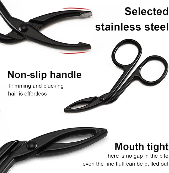 Soodle Scissor Clamps - Razor Set for Eyebrows, Razor Scissors | Spoley Pliers, Scissor Brucels for Eyebrows, Nose Hair, Professional Eyebrow Cut