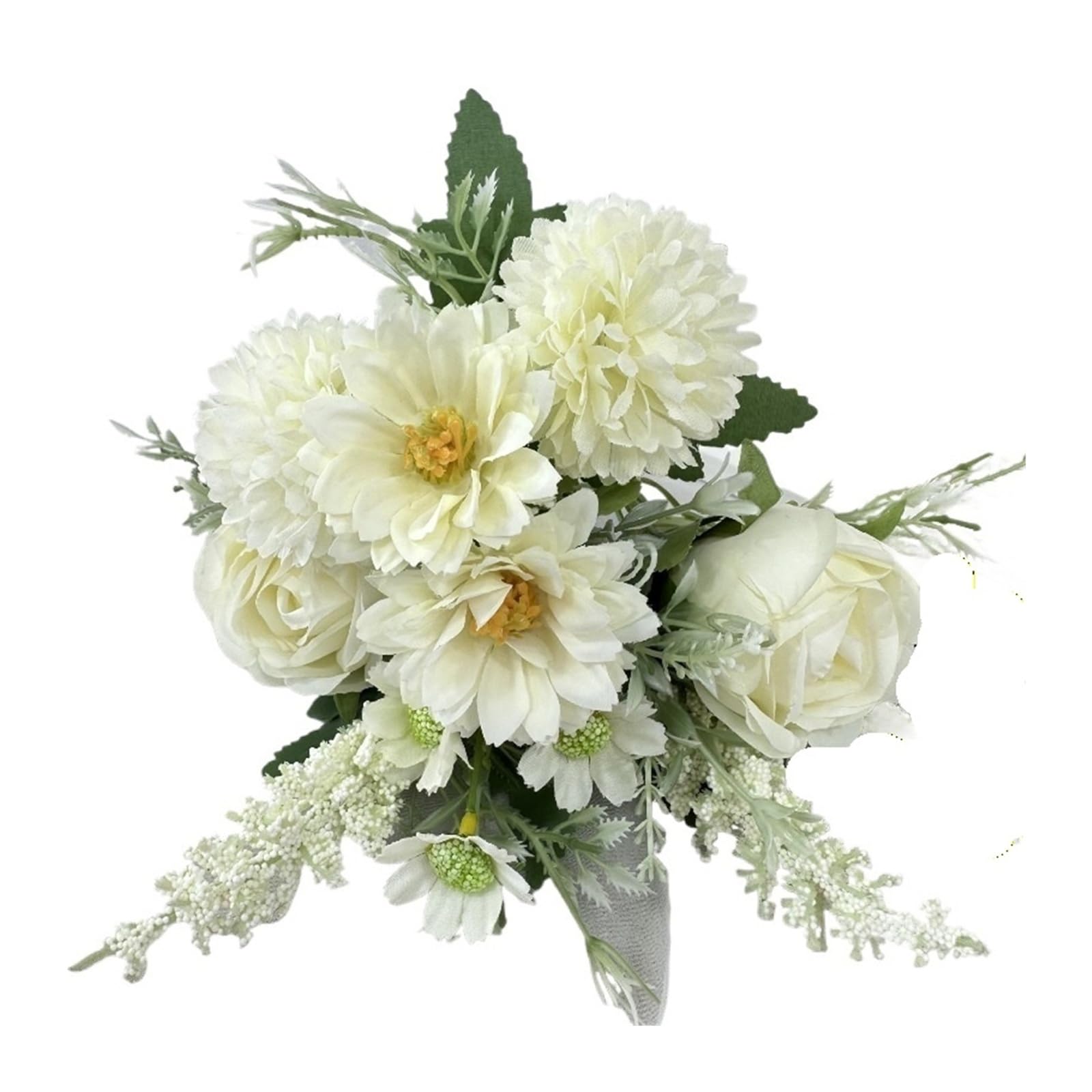 HamPaesk 5pcs Artificial Silk Fake Flowers Green Plant Living Room Decoration Simulation Bouquet(White)