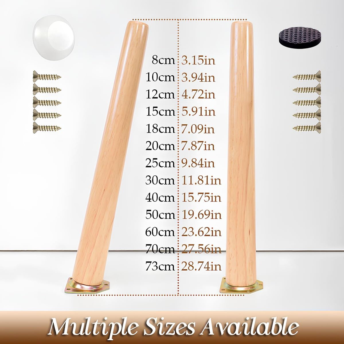 Piedini da Tavolo in Legno 4 PZ, Gambe per Mobili in Stile Mid-Century per Scrivanie Sedie Comodini Tavolini da Caffè, Incluse Viti(Wooden straight,30cm/11.8in)