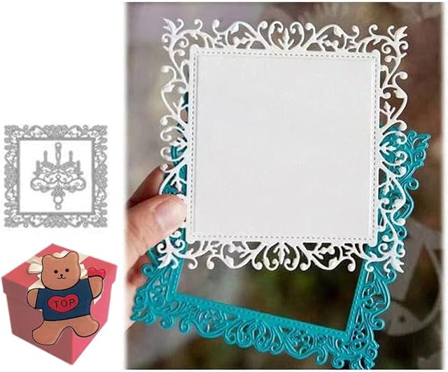 Lace Leaf Vine Square Frame Dies for Card MakingLace Leaf Vine Square Frame Cut Stencils for DIY Scrapbooking Photo Album Decorative Embossing Paper Dies for Card Making Templated+Cute Brooch Pin