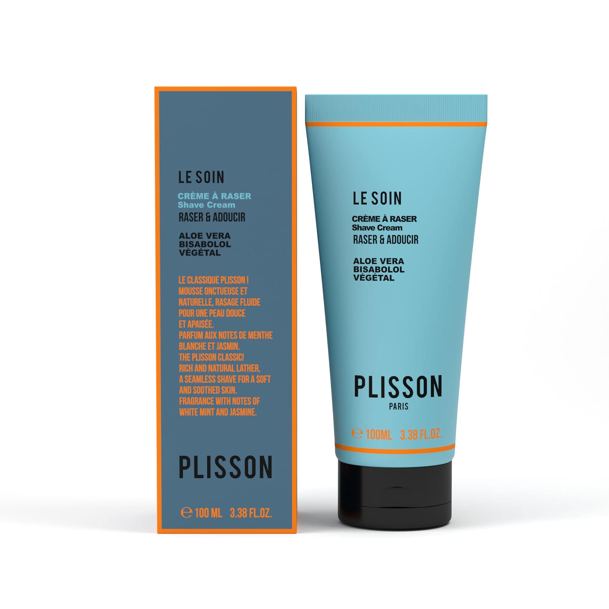 Plisson - Crème de Rasage Naturelle - Crème à Raser Visage, Crâne, Corps, Tous Types de Peaux - 99% d’Ingrédients d’Origine Naturelle, Bisabolol et Aloé Véra - Fabrication Française - 100 ml