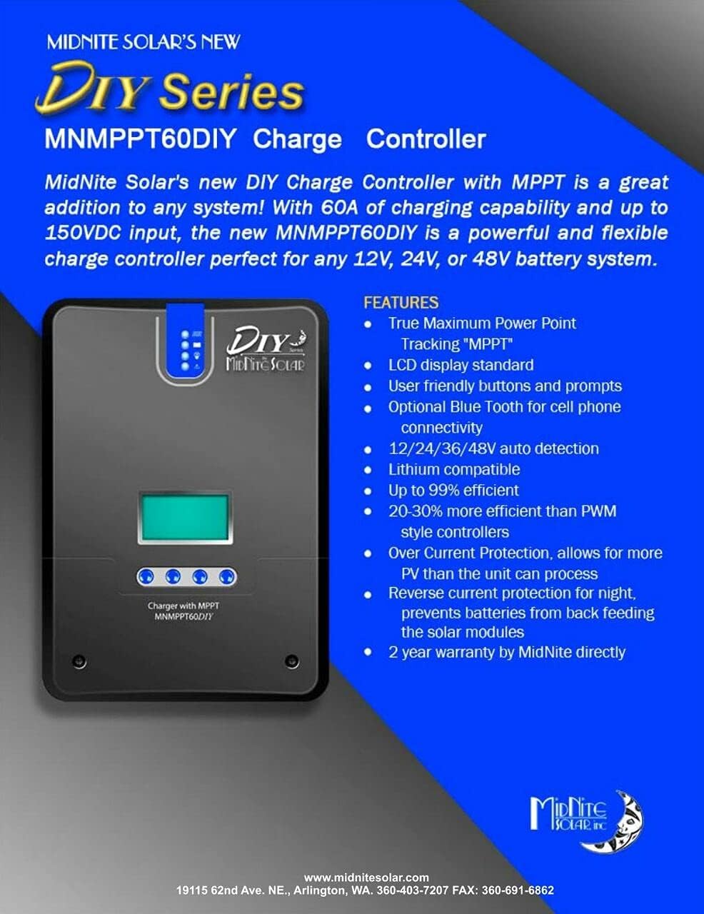 MidNite Solar MNMPPT60DIY DIY Charge Controller 60A 150V