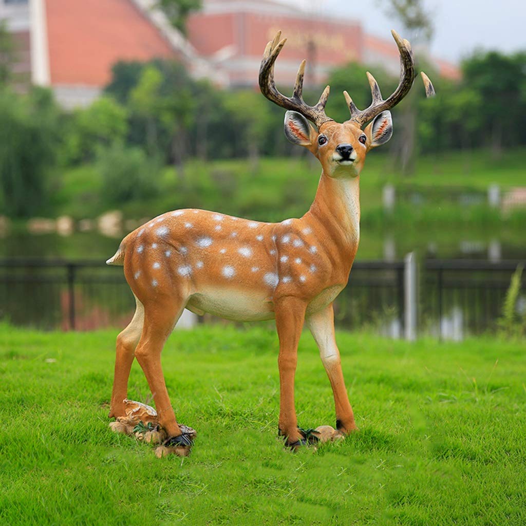 DFrywdgSEY Animal statue, Yard Decorations Outdoor Garden Large Statues, Resin Sika Sculpture Simulated Floor Deer Decoration
