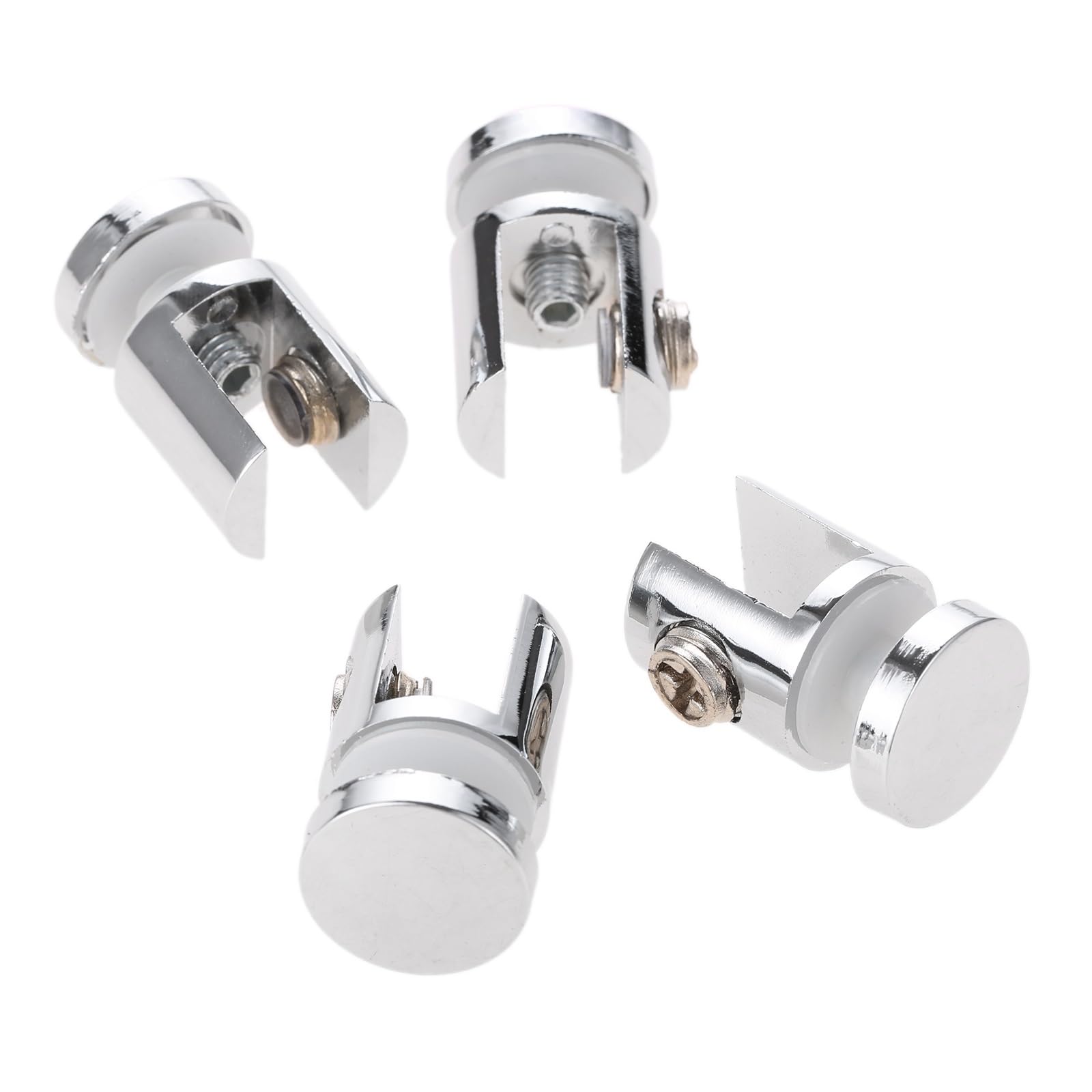 Glass Clamps 4Pcs Polished Chrome Furniture Hardware Adjustable Zinc Alloy Glass Clamp Single-Sided Shelf Brackets(10-12mm)