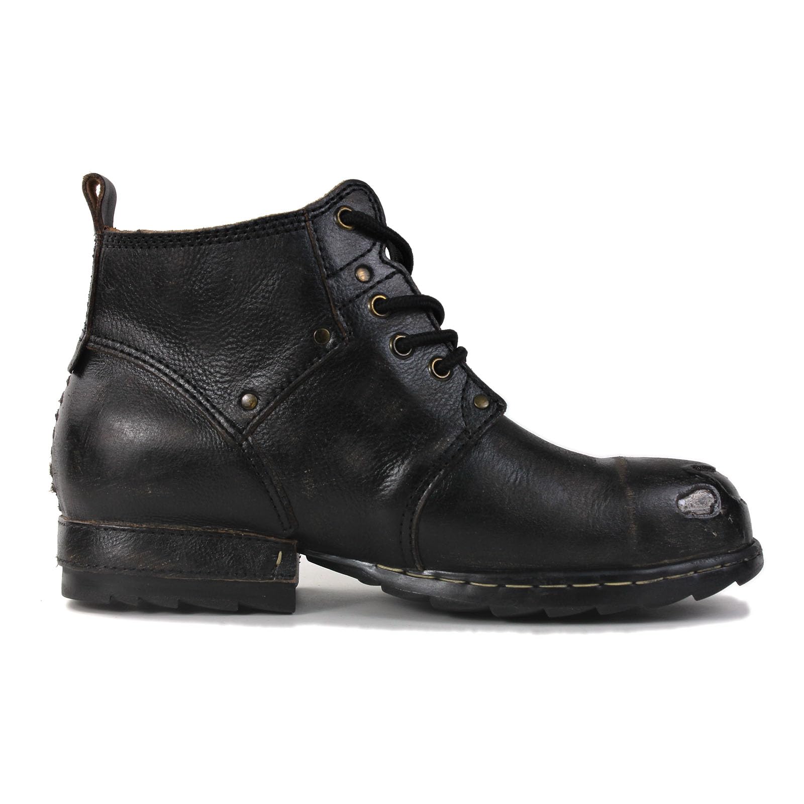 Herren Gripy Schwarz Eisen Stück Toe-tipped Design Chukka Stiefel Schnürung Motorrad Casual Leder Kleid Stiefelette für Männer Mode 6015-3-A-R