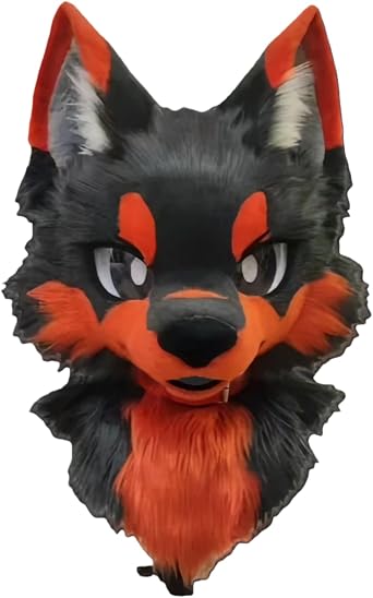 Realistic Fursuit Wolf Head | Furry Costume Head | Premium Plush Cosplay Mask for Furry Conventions & Halloween