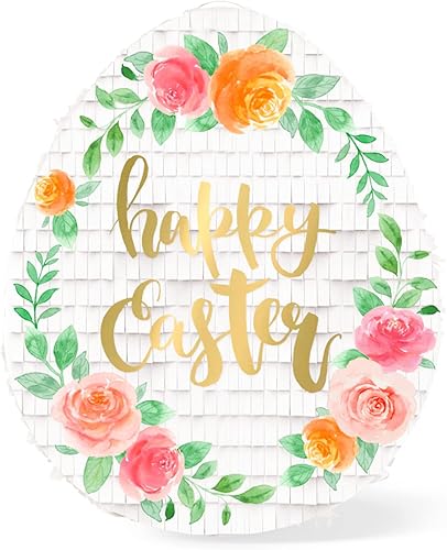 NICROLANDEE Pinata de huevo de Pascua para decoración de primavera y Pascua, 17.7 x 14.6 x 3 pulgadas, perfecta para celebración de Pascua, caza de
