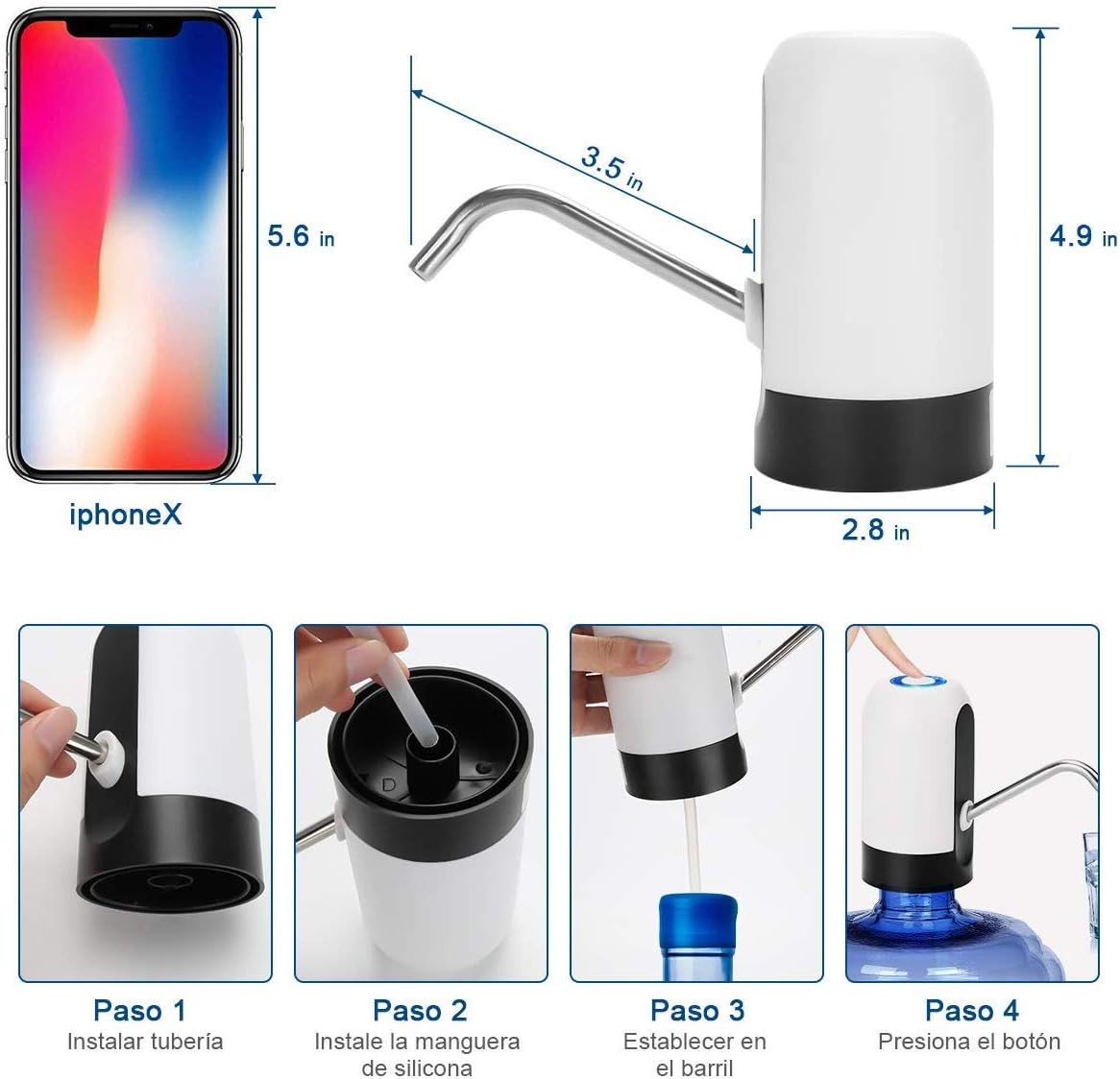 Water Bottle Dispenser 5 Gallon, Water Bottle Pump for Universal 5 Gallon Bottle, Upgraded Portable USB Charging Automatic Electric Drinking Water Pump for Home, Office, Outdoor