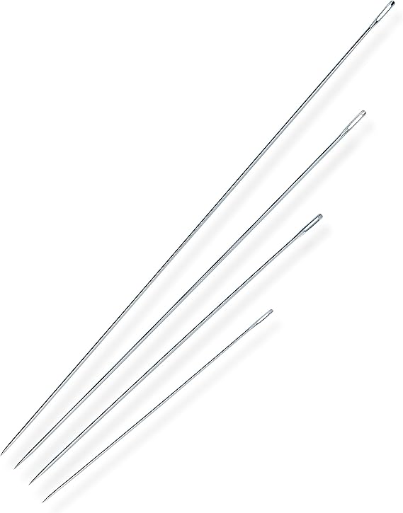 Dritz Home 9021 Long Straight Upholstery Hand Needles, Size 6, 8, 10 & 12-Inch (4-Piece), Silver