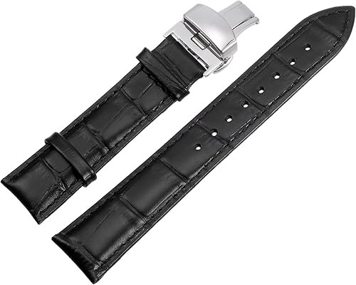 uxcell Correa de reloj de cuero de varios tamaños, hebilla de despliegue rápido, correa de reloj de piel de vaca con exquisita caja para hombres y