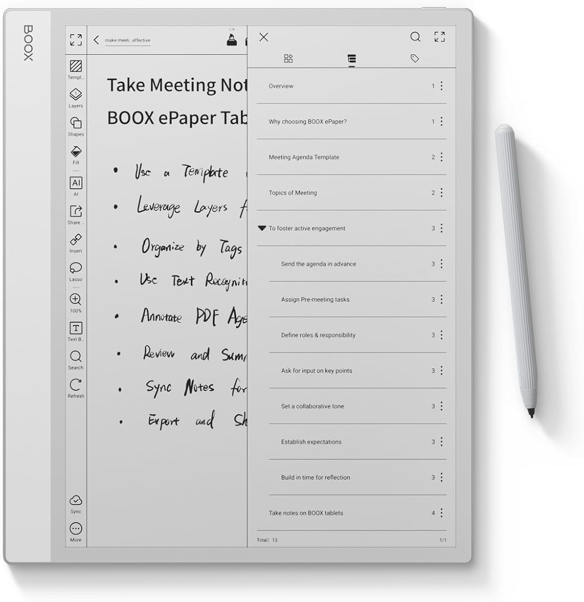 Tablet Note Max 13.3 No Frontlight B/W ePaper Notebook 300 PPI 6G 128G