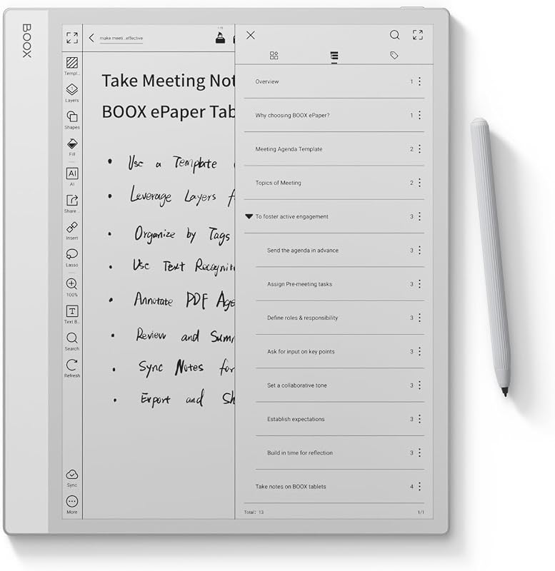 Tablet Note Max 13.3 No Frontlight B/W ePaper Notebook 300 PPI 6G 128G