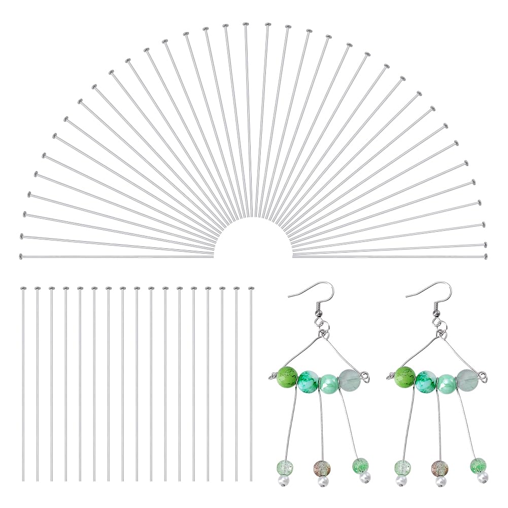 Épingles à tête plate en acier inoxydable 50mm pour la création de bijoux PandaHall x1000