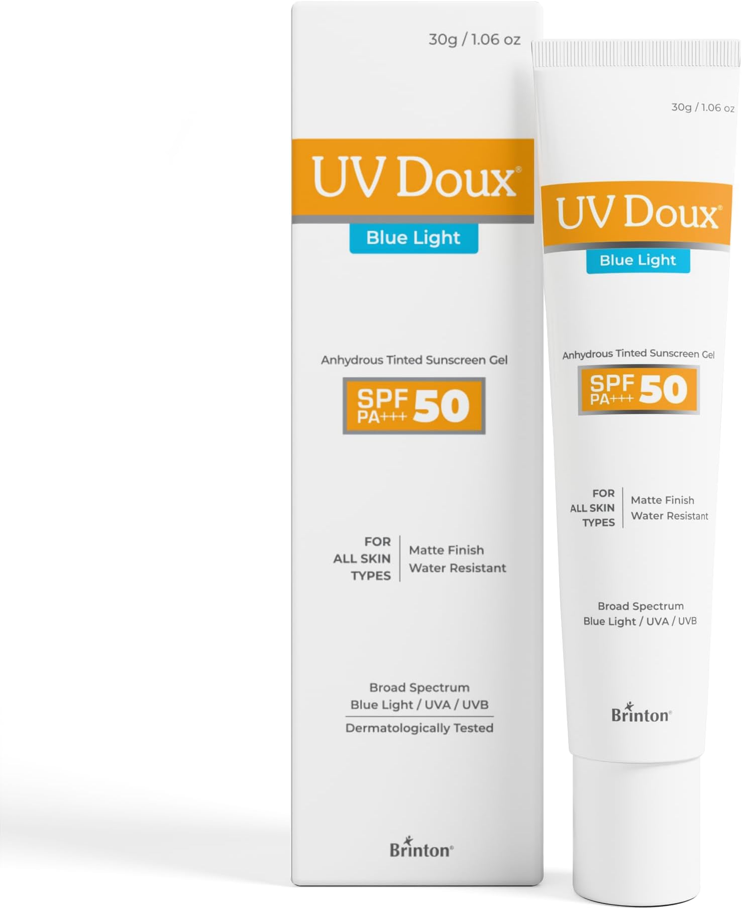 UV Doux Blue Light Tinted Sunscreen Gel SPF 50 PA+++ | India’s No.1 Dermatologist Recommended Brand | UVA/UVB & Blue Light Protection, Benzene Free| Matte Finish | Oily & Acne-Prone Skin | 30 g