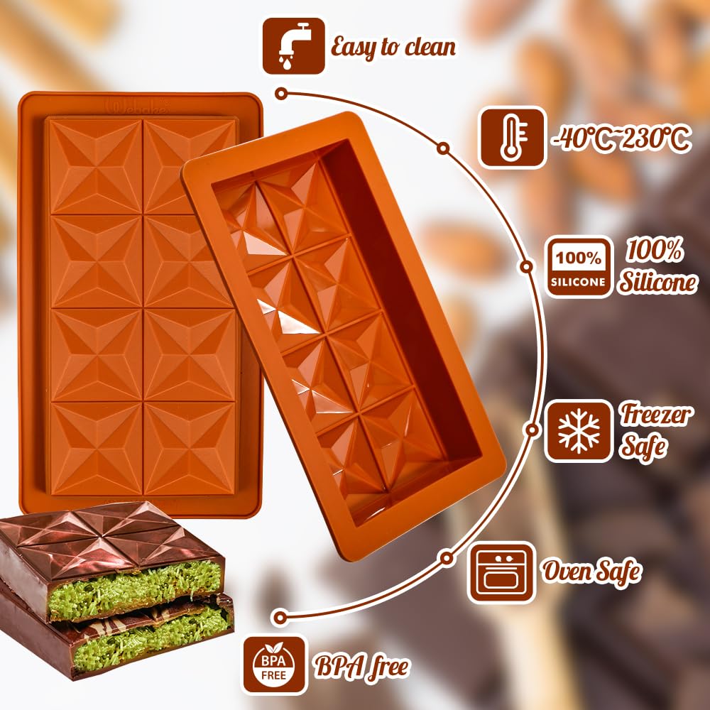 4 Stampi In Silicone Per Cioccolato + Spatola - Antiaderenti, Per Barrette, Dolci Fatti In Casa, -40°C A 230°C - Foto 2