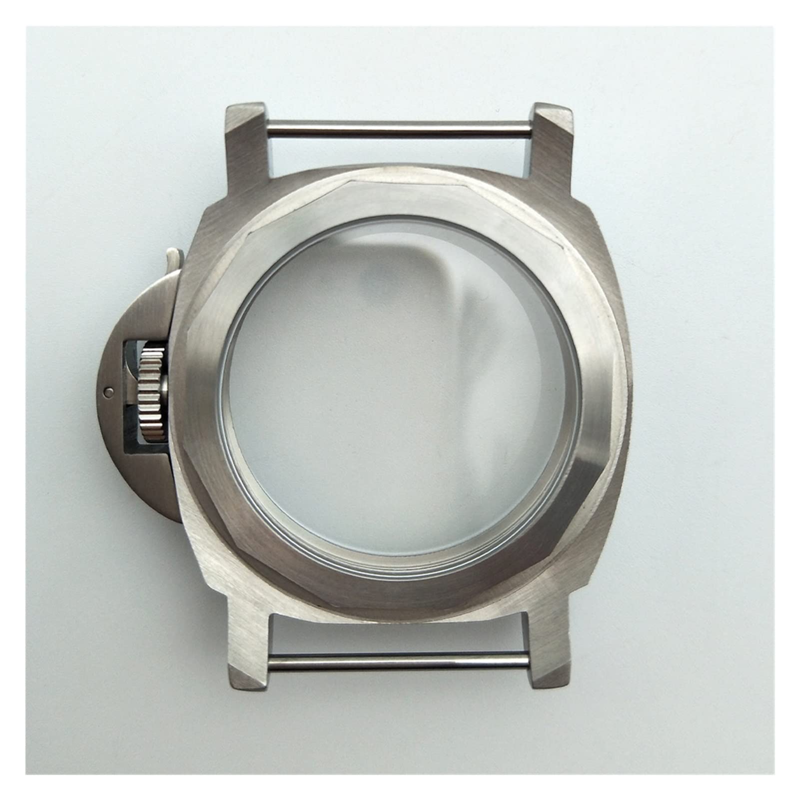 Caja de Acero Inoxidable Cepillado Plateado de 44 mm, Cuerda Manual, Compatible con el Movimiento Eat 6497/6498.