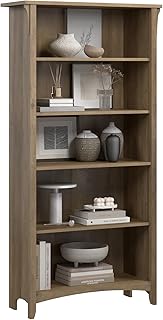 Bush Furniture Salinas 5 Shelf Bookcase in Reclaimed Pine, Tall Bookshel...