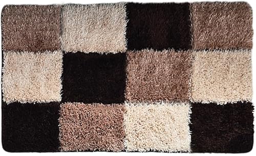 Miniatura 3 de vaxidow Alfombra retro a cuadros bohemia para baño, gruesa, peluda, antideslizante, vintage, ultra suave, absorbente de agua, para dormitorio, sala