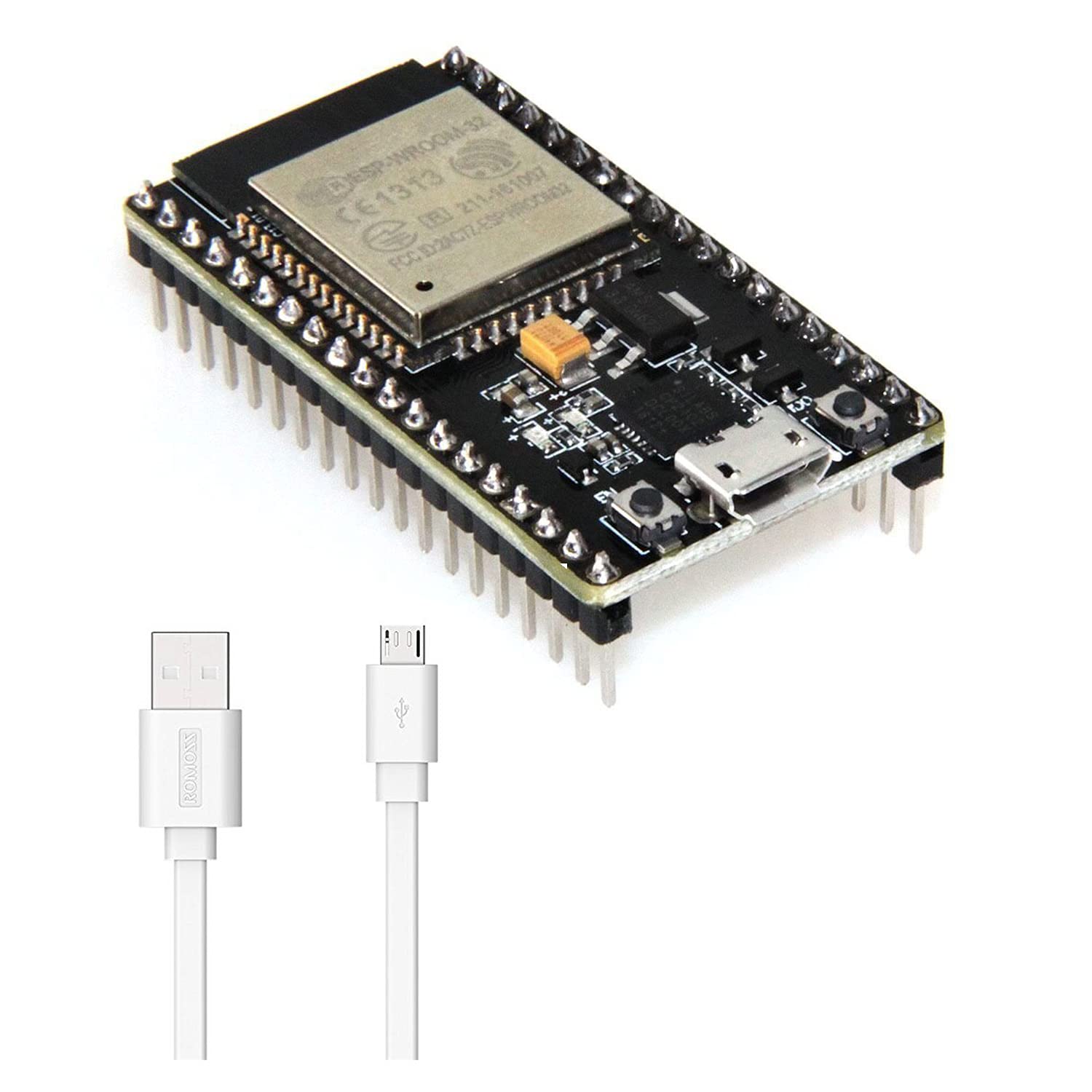 REES52 ESP-WROOM-32 ESP32 ESP-32S Development Board 2.4GHz Dual-Mode WiFi + Bluetooth Dual Cores Microcontroller Processor Integrated with Antenna RF AMP Filter AP STA for Arduino IDE with Cable