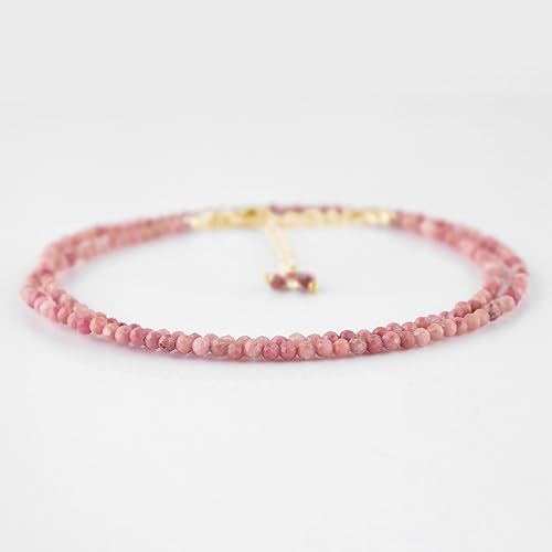 Vista 40 de Natural Smoky Quartz Gemstone Full Faceted Beads Crystals Dainty Necklace Jewelry Gift for Women, Birthstone, Healing Stones, 18 inch Stone