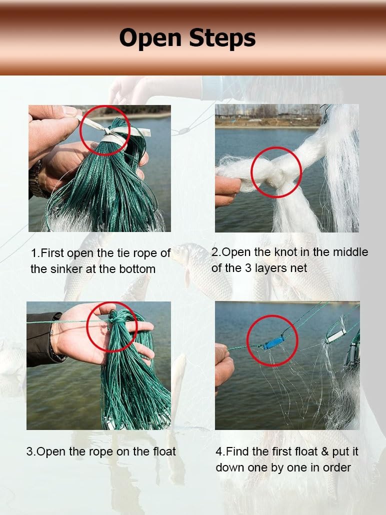 Red de Pesca de Nailon de Alta Resistencia, de Tres Capas, con enmalle, de 20, 30, 40, 50 y 70 m de Longitud.
